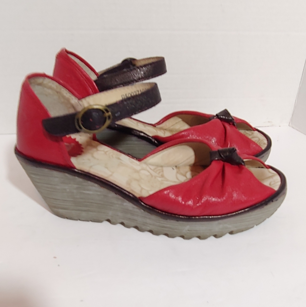 Red Wedge Sandals